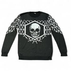 Pristine Ce & Ce Skull Sweater in Charcoal Grey sz Large